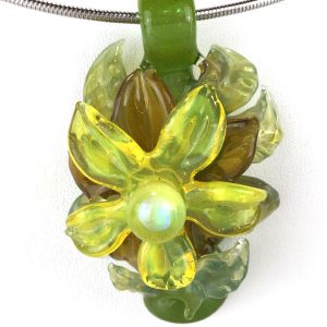 Yellow Botanical Pendant on Omega Wire Chain